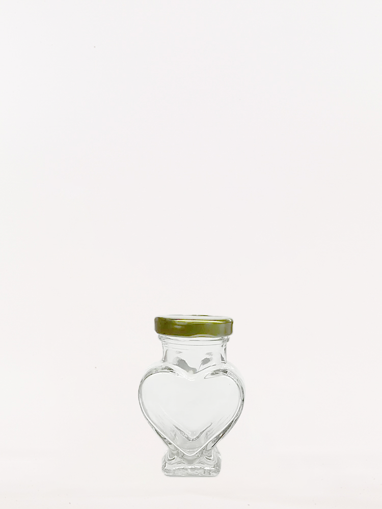 Heart shaped glass jar with gold lids